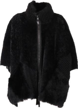 DIEGO M Faux Fur & Shearling Jackets, male, Black, Size: S Sheepskin Cape