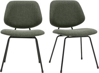 Miliboo Sillas De Dise&ntilde;o En Tejido Verde Caqui Y Metal Negro (lote De 2) Barnet