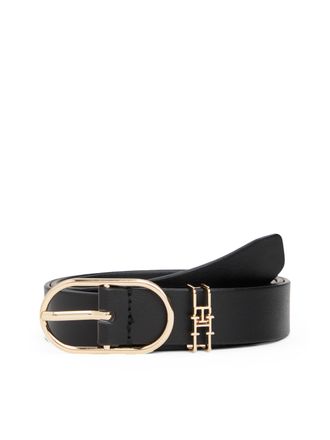 Tommy Hilfiger Lederg&uuml;rtel TOMMY HILFIGER TH FEMININE 2.5 cm breit, Damen, Gr. 70, schwarz, Rindsleder, unifarben, G&uuml;rtel Lederg&uuml;rtel, Gr&ouml;ssenverstellbar
