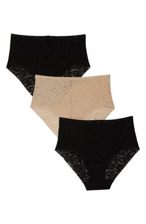 Miss Perfect Assorted 3-Pack Lace Briefs in Black/Black/Warm Beige at Nordstrom, Size Small