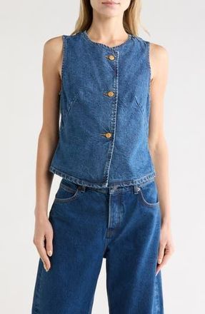 Current Elliott Fitted Button Front Denim Vest in Medium Wash at Nordstrom Rack, Size X-Small