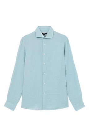 Reiss Ruban Regular Fit Solid Linen Button-Up Shirt in Ultra Marine Grey at Nordstrom, Size Xx-Large