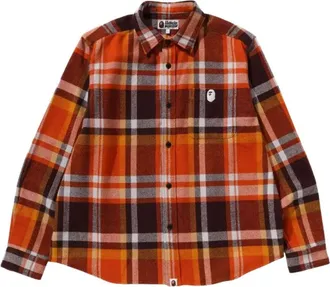 A Bathing Ape Check Relaxed Fit Shirt Orange 1K80-131-004-ORANGE