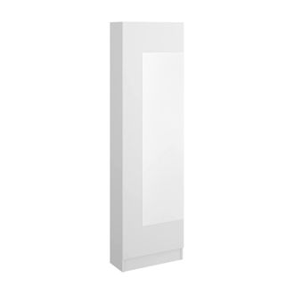 Dmora Zapatero Zevola, Zapatero Para Entrada Que Ahorra Espacio, Zapatero Con 1 Puerta De Espejo, 50x27h186 Cm, Blanco - Dmora