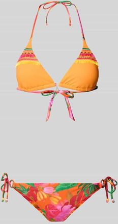Banana Moon Banana Moon Bikini mit wattierten Cups und seitlicher Schn&uuml;rung in Orange, Gr&ouml;&szlig;e XL