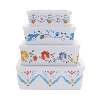 Gibson Home 8 Piece Anaya Rectangular Nesting Food Storage Set in Multi at Nordstrom