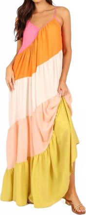 FORE COLLECTION Boho Chic Color Block Midi Dress In Multi