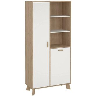 Dmora Vitrina Mirinae, Aparador De Exposici&oacute;n, Vitrina Multiusos, Aparador De Sal&oacute;n, 89x40 H188 Cm, Roble Y Blanco - Dmora