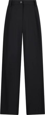 Dolce & Gabbana Stretch Wollen Broek - Dames - Wijde Broeken - Zwart - S - Wol - Broeken