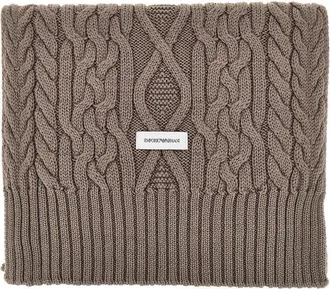 Emporio Armani Wool-blend scarf with logo label Woman One Size
