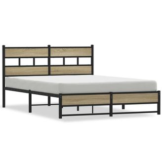Berkfield Home Metal Bed Frame without Mattress Sonoma Oak 140x200 cm in Brown