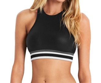 Seafolly High Neck Low Impact Sports Bra In Black