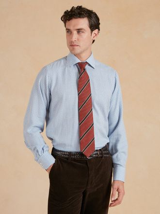 Oliver Brown Cashmere Blend Gingham Shirt - Sky