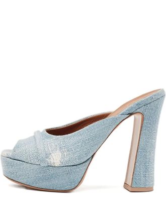 Malone Souliers pre-owned 135mm denim platform mules - Blue