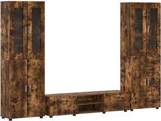 vidaXL TV Cabinet Set with Drawer FLORIN Smoked Oak Engineered Wood vidaXL