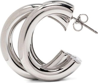 Paco Rabanne Womens Earrings With Half-Circle Silhouette Silver Brass