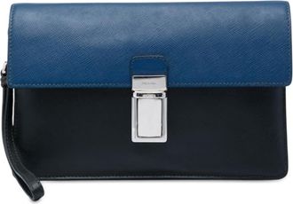 Prada Pre-owned Prada Bicolor Saffiano Push Lock Clutch Ladies ON81541I3IDFYYBF