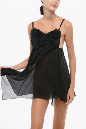 Dsquared2 Silk Robe with Ruffled Heart-neck size 38