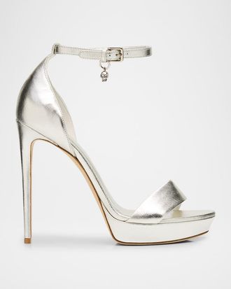 Alexander McQueen 130mm Metallic Leather Platform Sandals
