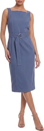Maggy London Belted Midi Dress in True Navy at Nordstrom, Size 14