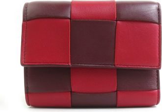 Bottega Veneta Bordeaux Red Color Leather Wallet (Tri-Fold) (Pre-Owned)