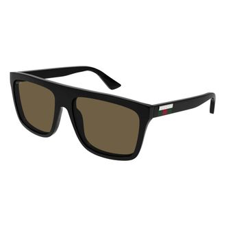 Gucci Rechthoekige Zonnebril - Heren - Zonnebrillen - Zwart - 59 MM - Accessoires