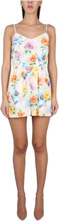 Moschino Tuta Flower Chine Voile Seta Cotone Stampa All Over - Dames - Korte kleedjes - Veelkleurig - 2XS - Kleedjes
