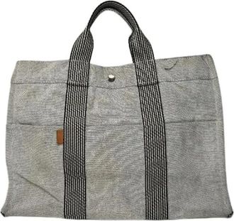 Herm&egrave;s Pre-owned Katoenen Tote Bag - Dames - Vintage Shopper - Wit - ONE Size - Katoen - Vintage