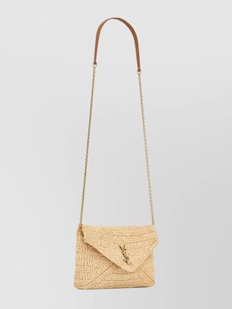 Saint Laurent chain strap woven texture clutch bag