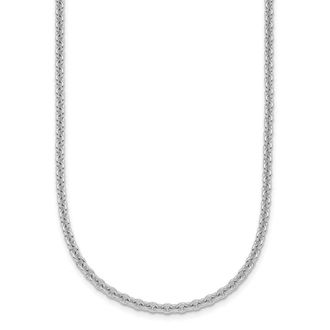 Diamond2Deal 14K White Gold Rhodium-plated Polished 3.0mm Solid Cable Chain Necklace