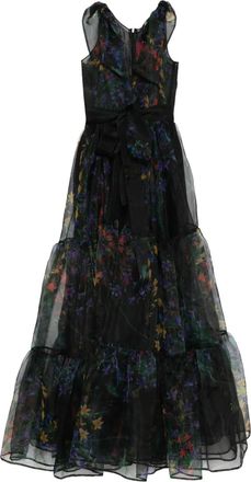 Miau by Clara Rotescu Abito Isla lungo a fiori - Nero