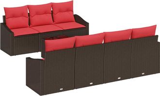 vidaXL Juego De Sof&aacute; 8 Uds. 3-n&uacute;mero De Plazas Marr&oacute;n Y Rojo Vidaxl
