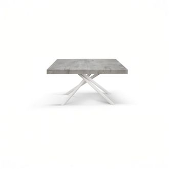 Konte Design Mesa de madera, acabado gris y base blanca, 180&times;90 cm - 260&times;90 cm