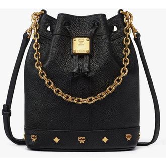 MCM Mini Pina Drawstring Bag in Studded Calfskin in Black at Nordstrom