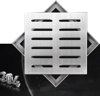 Gabrielle Rejilla De Drenaje Exterior Cuadrada Fabricada En Acero Inoxidable 304, Rejilla De Drenaje De Alta Resistencia, Tapa Y Marco (30 X 30 X 2 Cm)