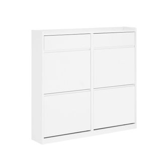 SoBuy Scarpiera Salvaspazio Slim Portascarpe Regolabili Con Cassetti Bianco 98x19x95cm Fsr169-w - Sobuy
