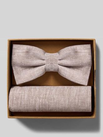 Prince Bowtie Fliege und Einstecktuch im Set aus reinen Leinen in Sand, Gr&ouml;&szlig;e 1