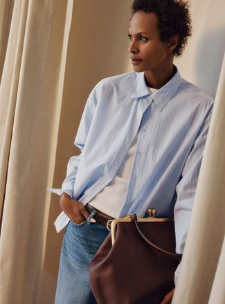 Contemporaine Womens Loose striped lightweight poplin shirt