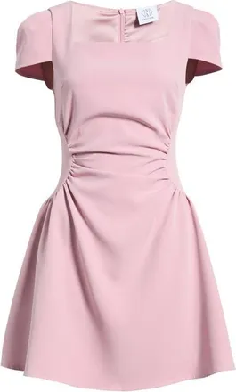 Nikki Lund Tilly Ruched Puff Sleeve Flare Dress in Pink at Nordstrom, Size X-Small