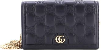 Gucci Petite GG Marmont Chain Wallet GG Matelasse Leather Mini crossbody bag - Zwart