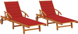 vidaXL Tumbonas Con Cojines 2 Unidades Madera Maciza De Acacia Vidaxl