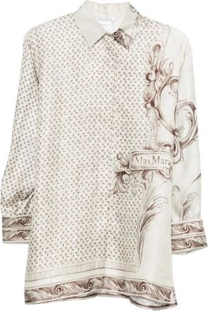 Max Mara Zijden twill blouse met print - Beige