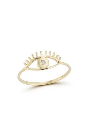 Ember Fine Jewelry Diamond Evil Eye Ring in Gold at Nordstrom Rack, Size 7