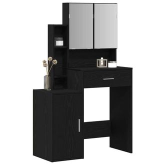 Berkfield Home Elegant Dressing Table with Mirror&LED Lights Black Oak Engineere