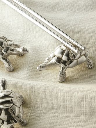 Objet Luxe Galápagos Tortoise Silver-Plated Chopstick Rests (Set of 4 Pieces)