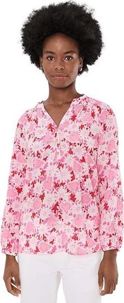 Lilly Pulitzer Elsa Top Womens Blouse Coconut Dear Heart : SM, Silk