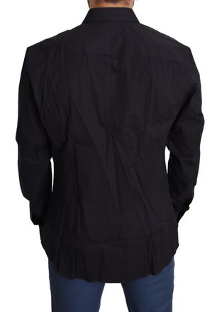Dolce & Gabbana Mens Black Cotton Stretch Dress Sicilia Shirt Elastane