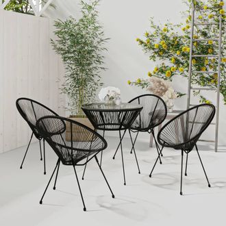 Berkfield Home 5 Piece Outdoor Dining Set PVC Rattan Black