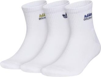 adidas Gender Inclusive Paramount Assorted 3-Pack Quarter Socks in White/Yellow/Blue at Nordstrom, Size Large