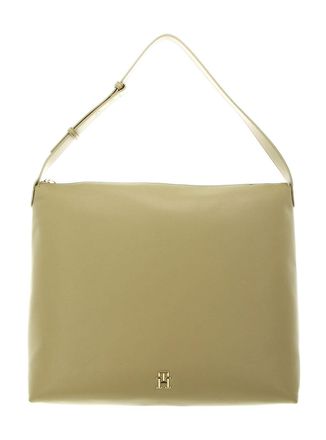 Tommy Hilfiger Women TH Casual Hobo Tote Bag with Zip, Beige (Beige), One Size